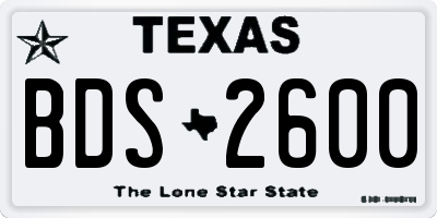 TX license plate BDS2600