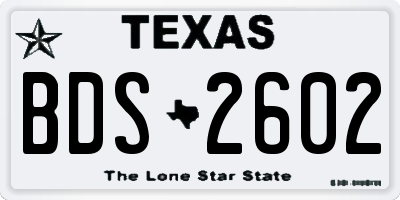 TX license plate BDS2602
