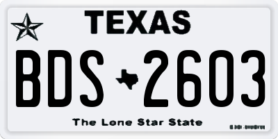 TX license plate BDS2603