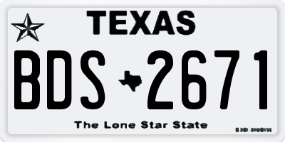TX license plate BDS2671