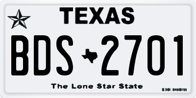 TX license plate BDS2701