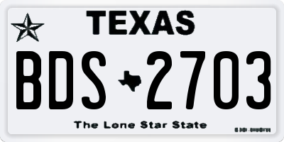 TX license plate BDS2703