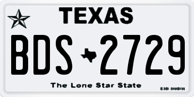 TX license plate BDS2729