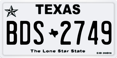 TX license plate BDS2749