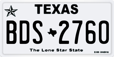 TX license plate BDS2760