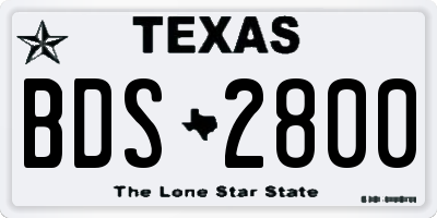 TX license plate BDS2800