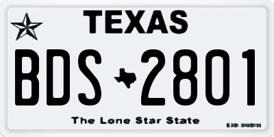 TX license plate BDS2801