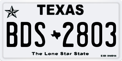 TX license plate BDS2803