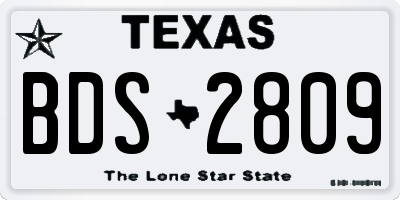TX license plate BDS2809