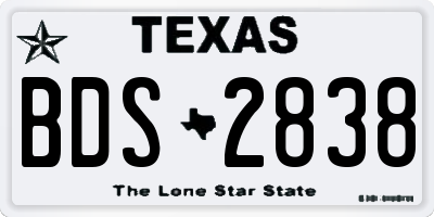 TX license plate BDS2838