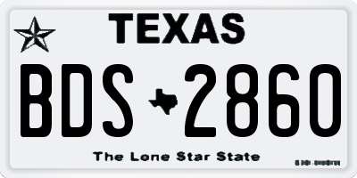 TX license plate BDS2860