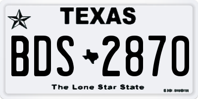 TX license plate BDS2870