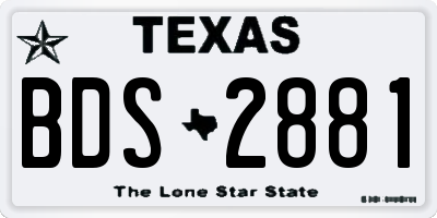TX license plate BDS2881