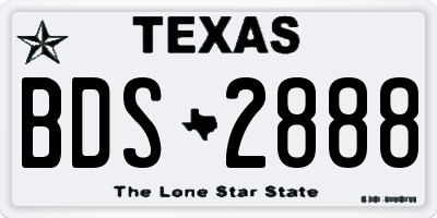 TX license plate BDS2888