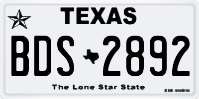 TX license plate BDS2892