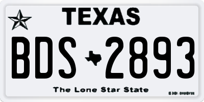 TX license plate BDS2893