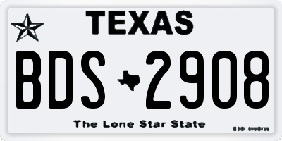 TX license plate BDS2908