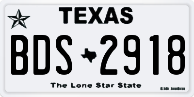 TX license plate BDS2918