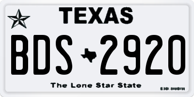TX license plate BDS2920