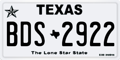 TX license plate BDS2922