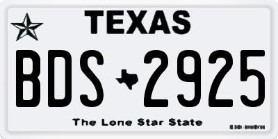 TX license plate BDS2925