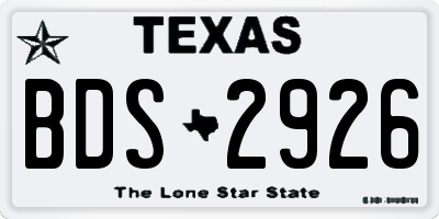 TX license plate BDS2926