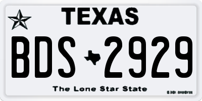 TX license plate BDS2929