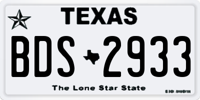 TX license plate BDS2933