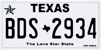 TX license plate BDS2934