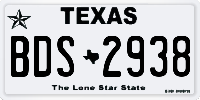 TX license plate BDS2938