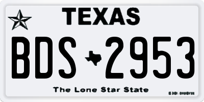 TX license plate BDS2953
