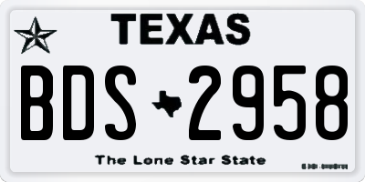 TX license plate BDS2958
