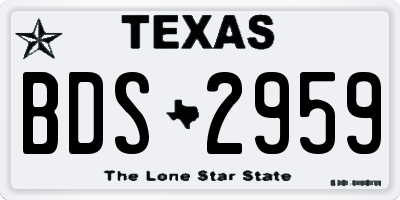 TX license plate BDS2959