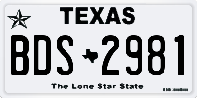 TX license plate BDS2981