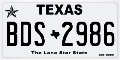 TX license plate BDS2986