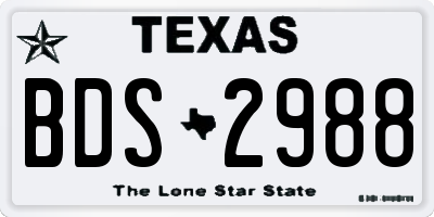 TX license plate BDS2988