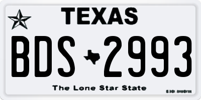 TX license plate BDS2993
