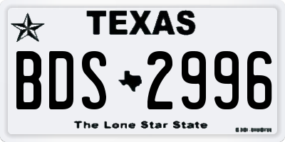 TX license plate BDS2996
