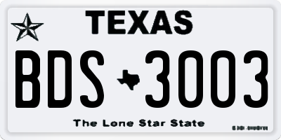 TX license plate BDS3003