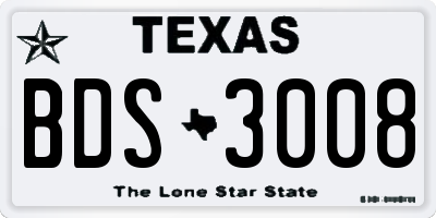 TX license plate BDS3008