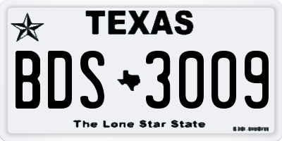 TX license plate BDS3009