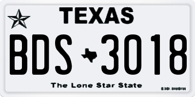 TX license plate BDS3018