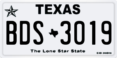 TX license plate BDS3019