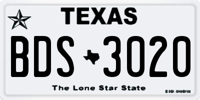 TX license plate BDS3020
