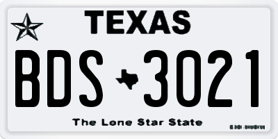 TX license plate BDS3021