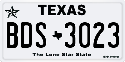 TX license plate BDS3023