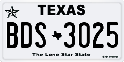 TX license plate BDS3025