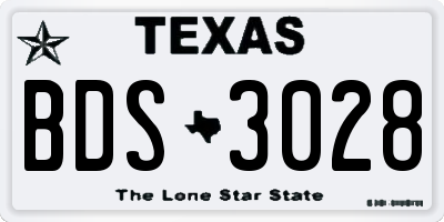 TX license plate BDS3028