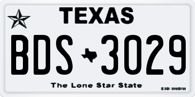 TX license plate BDS3029