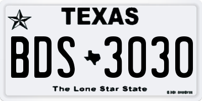 TX license plate BDS3030